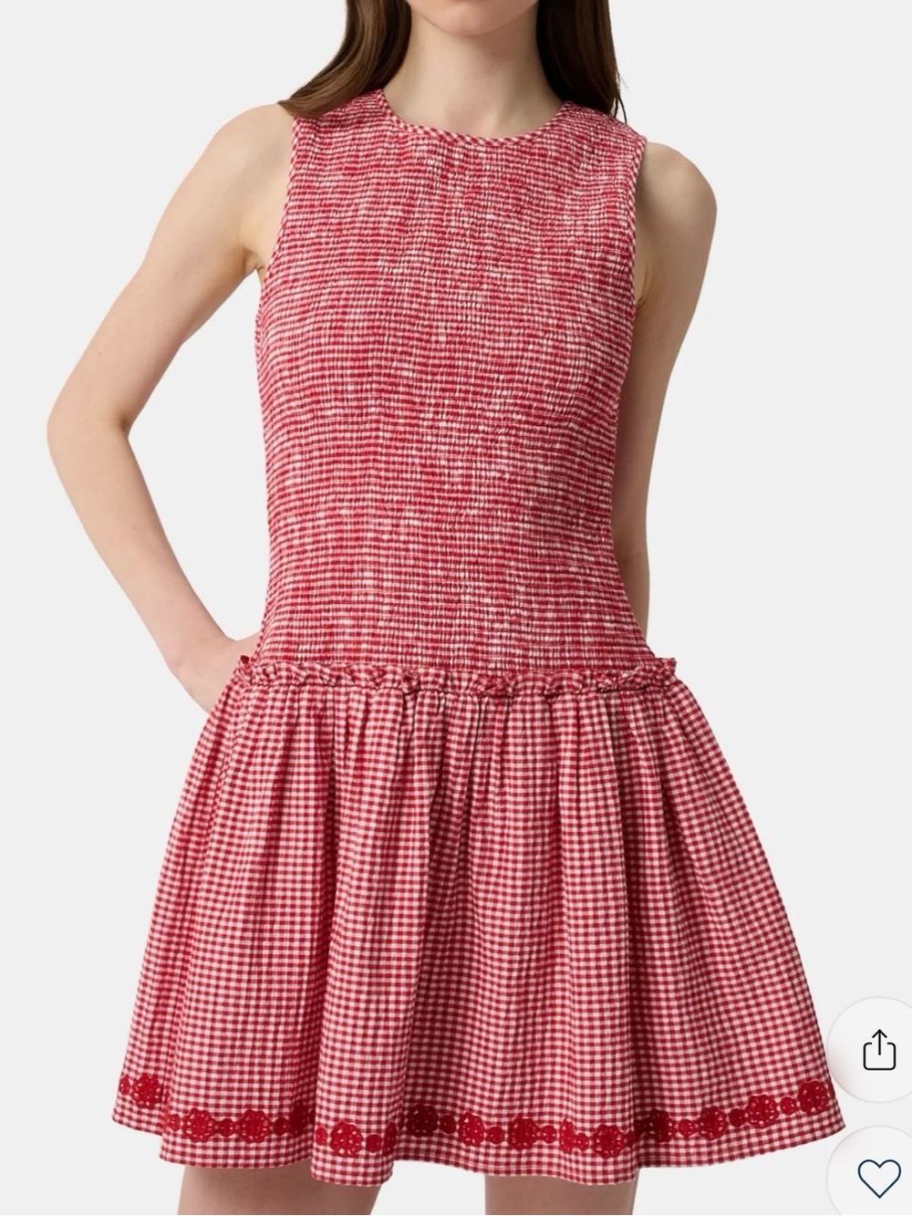 Roller Rabbit Red Gingham Isla Sleeveless Drop-Waist Mini Dress
